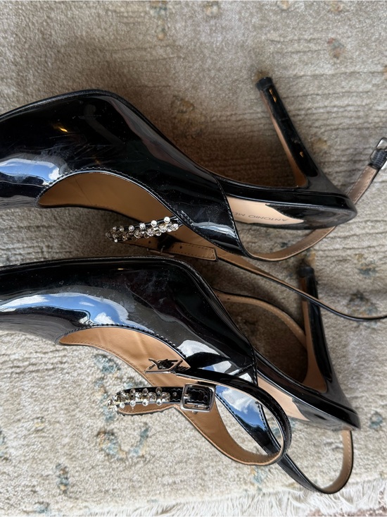 ANTONIO MELANI Shoes - ANTONIO MELANI Black Patent Slingback Heels with Rhinestone Accent